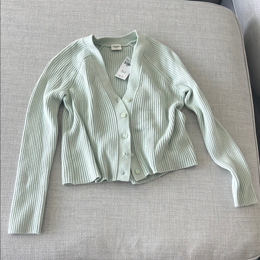 Abercrombie & Fitch Green Ribbed Knit Cardigan